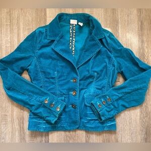Vintage y2k Canyon River Blues Turquoise Curduroy Blazer Jacket Medium Boho